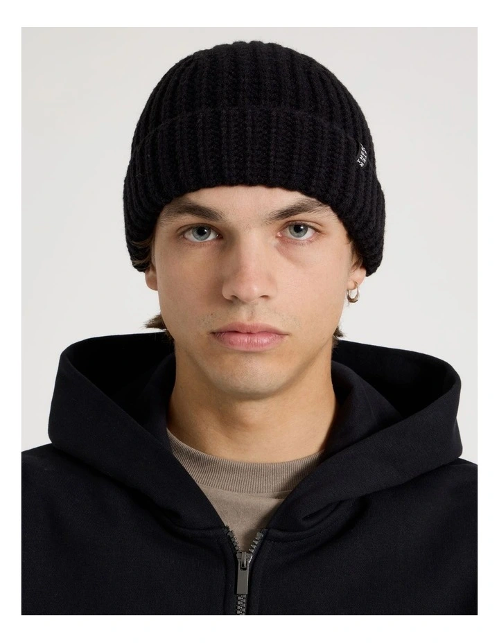 Fisherman Beanie in Black image 1