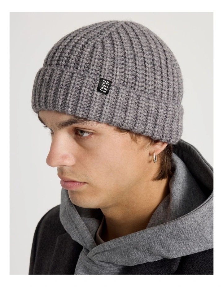 Fisherman Beanie in Charcoal Marle image 2
