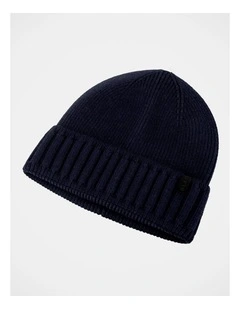 Ribbed Contrast Turn Back Beanie Winter Accessory Navy