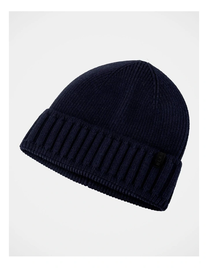 Ribbed Contrast Turn Back Beanie Winter Accessory Navy image 1