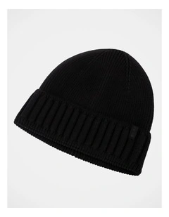 Ribbed Contrast Turn Back Beanie  Winter Accessory Black