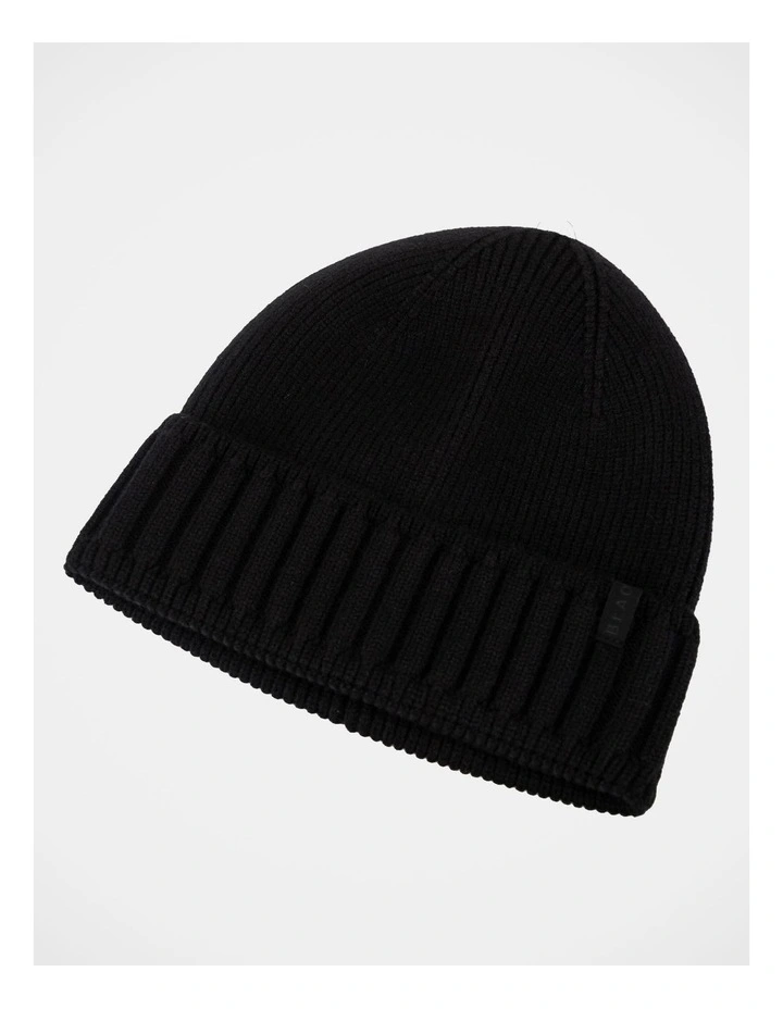 Ribbed Contrast Turn Back Beanie  Winter Accessory Black image 1