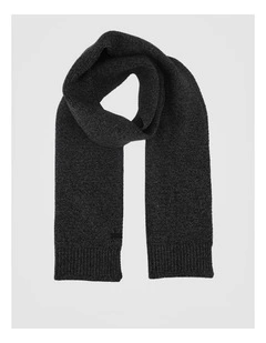 Rib Knit Scarf Two Tone Winter Accessory Black/Grey