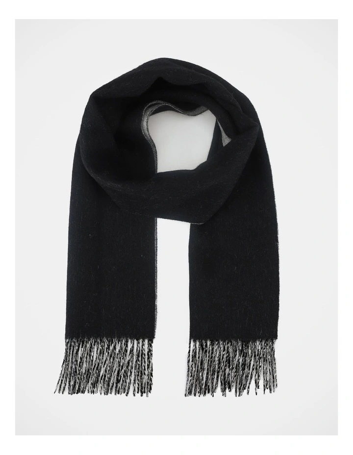 Reversible Wool Scarf Winter Accessory Black/Grey image 1