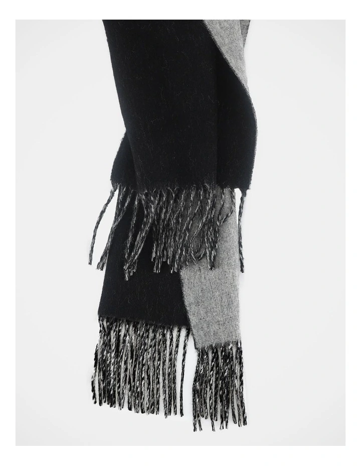 Reversible Wool Scarf Winter Accessory Black/Grey image 2
