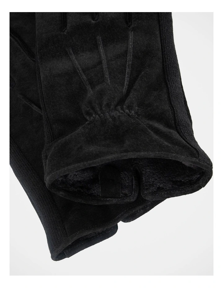 Suede Gloves Winter Accessory Black image 2