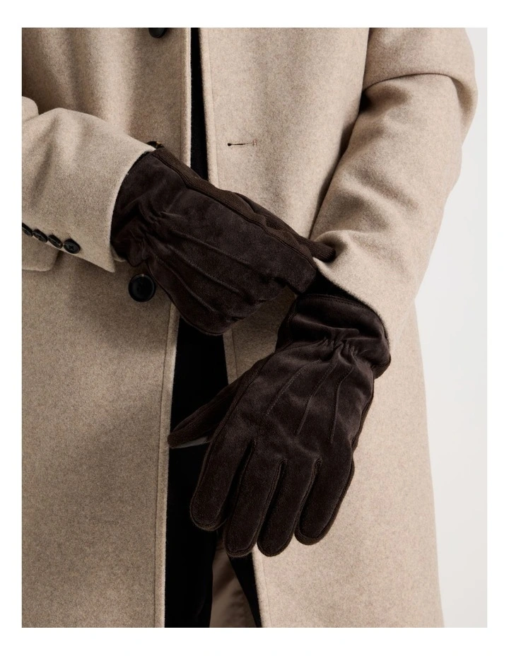 Suede Gloves Winter Accessory Brown image 1
