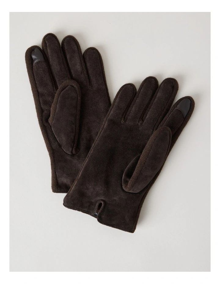 Suede Gloves Winter Accessory Brown image 2