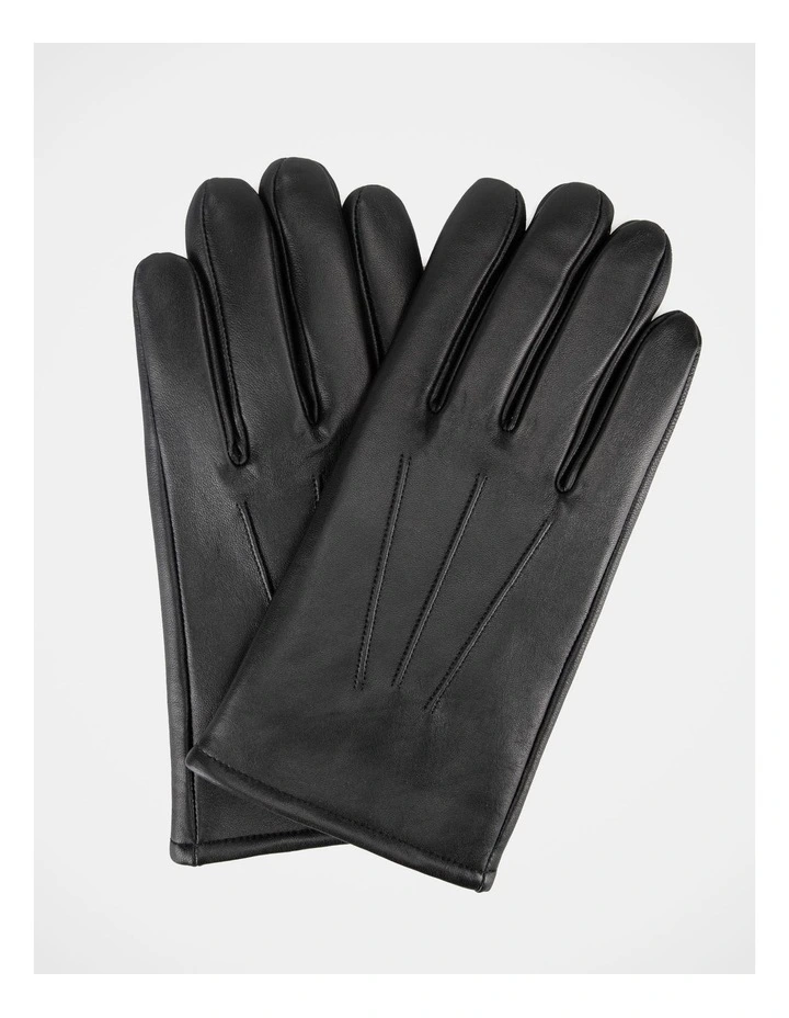 Leather Gloves Winter Accessory Black image 1