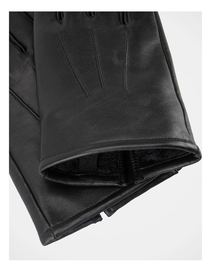 Leather Gloves Winter Accessory Black image 2