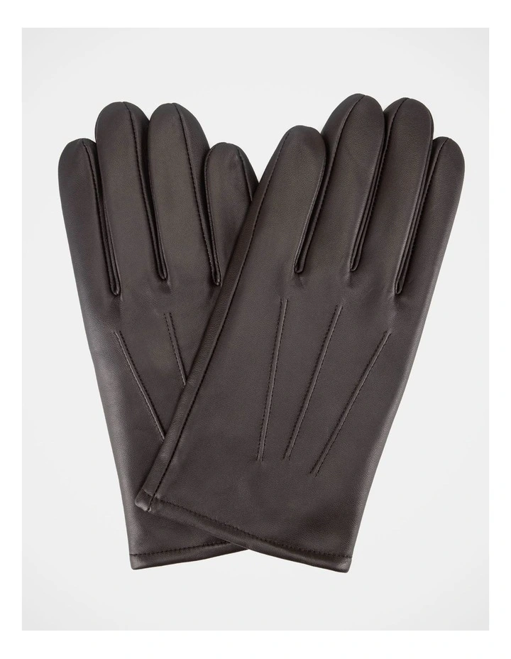 Leather Gloves Winter Accessory Brown image 1