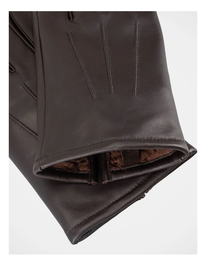 Leather Gloves Winter Accessory Brown image 2