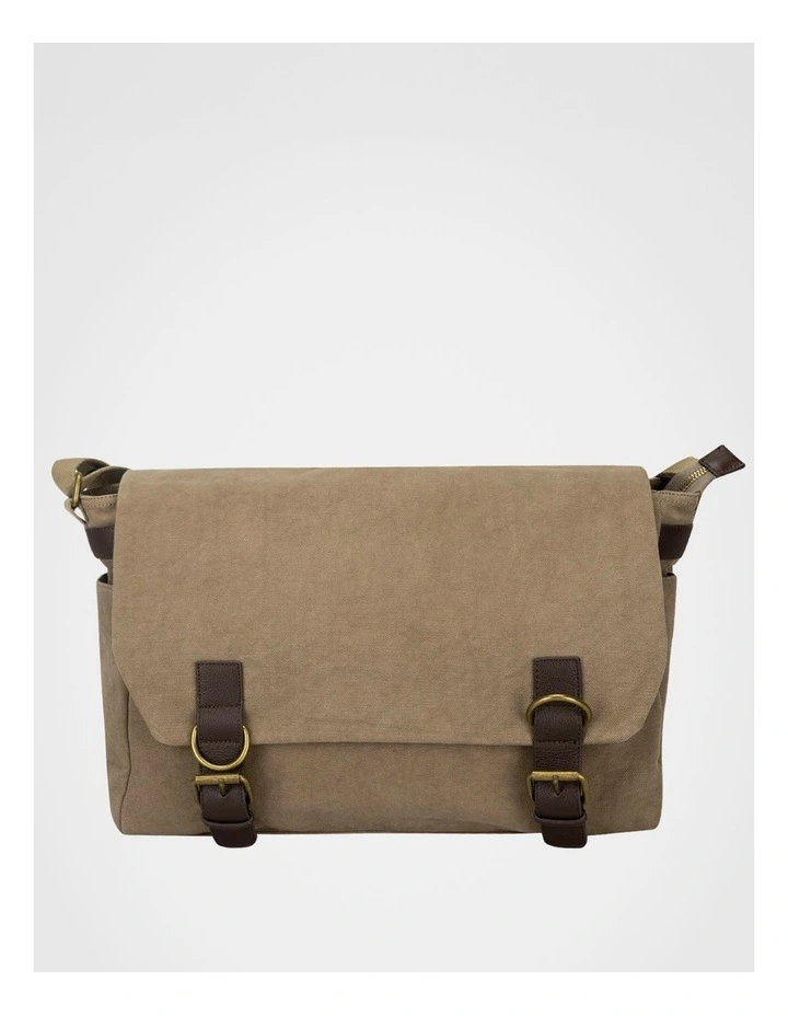 Canvas Messenger Bag With Leather Trims  Bag Beige/Brown image 1