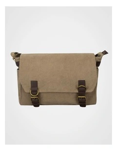 Canvas Messenger Bag With Leather Trims  Bag Beige/Brown