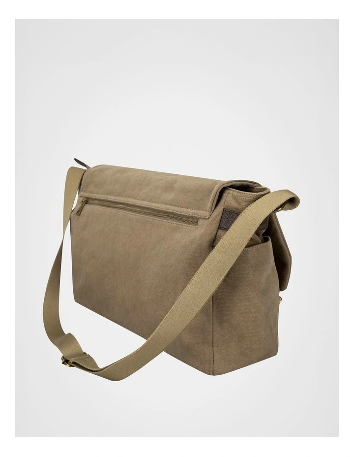 Canvas Messenger Bag With Leather Trims  Bag Beige/Brown image 2