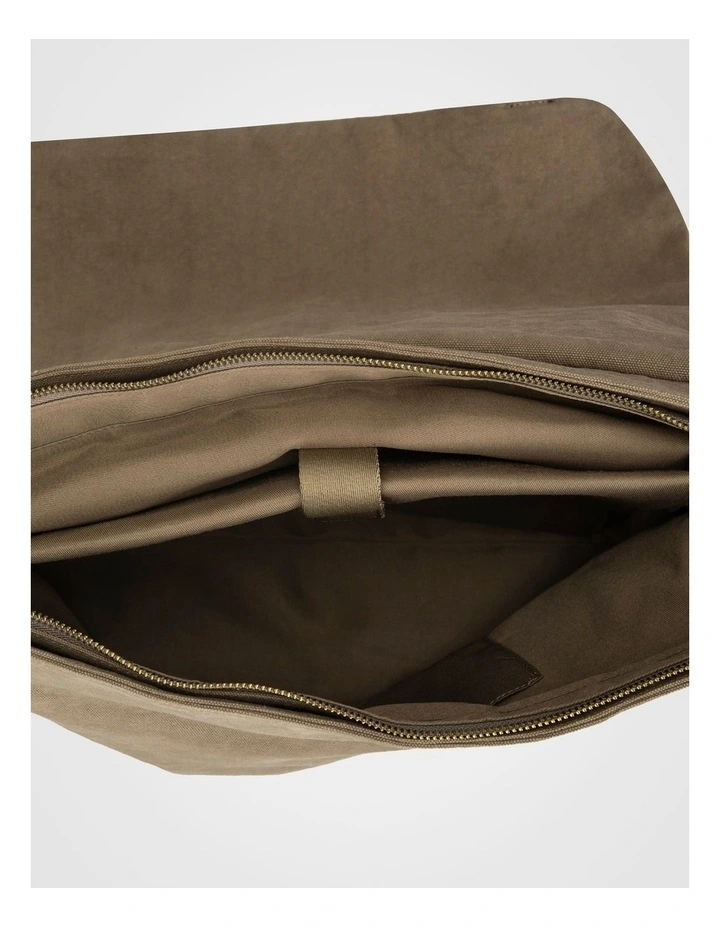 Canvas Messenger Bag With Leather Trims  Bag Beige/Brown image 3