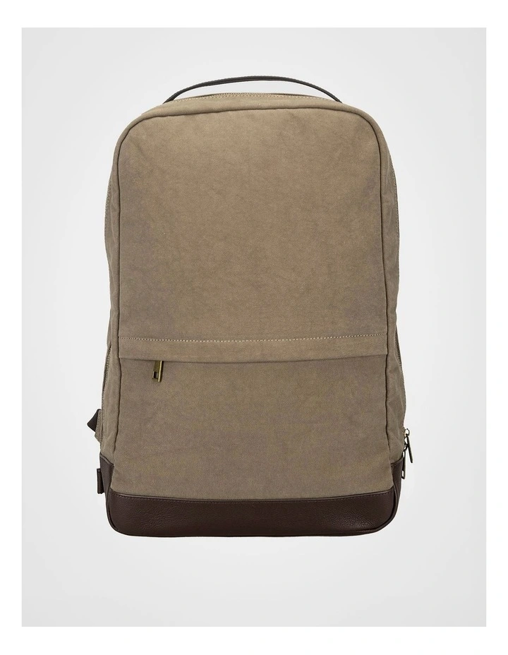 Canvas Backpack Bag With Leather Trims Bag Beige/Brown image 1