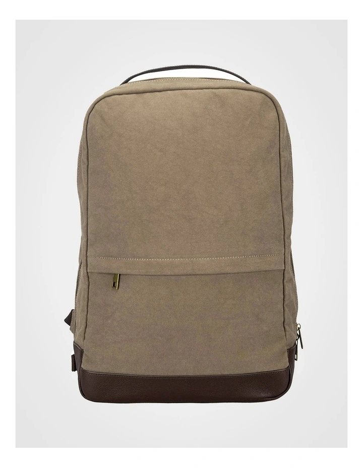 Canvas Backpack Bag With Leather Trims Bag Beige/Brown image 1
