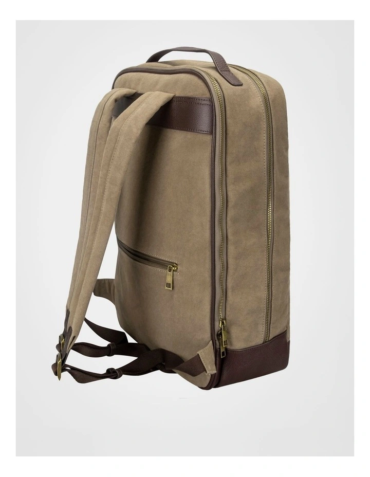 Canvas Backpack Bag With Leather Trims Bag Beige/Brown image 2