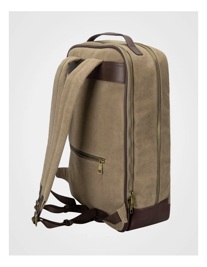 Canvas Backpack Bag With Leather Trims Bag Beige/Brown image 2