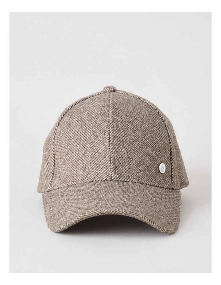 Herringbone Cap Hat in Beige/Brown image 1