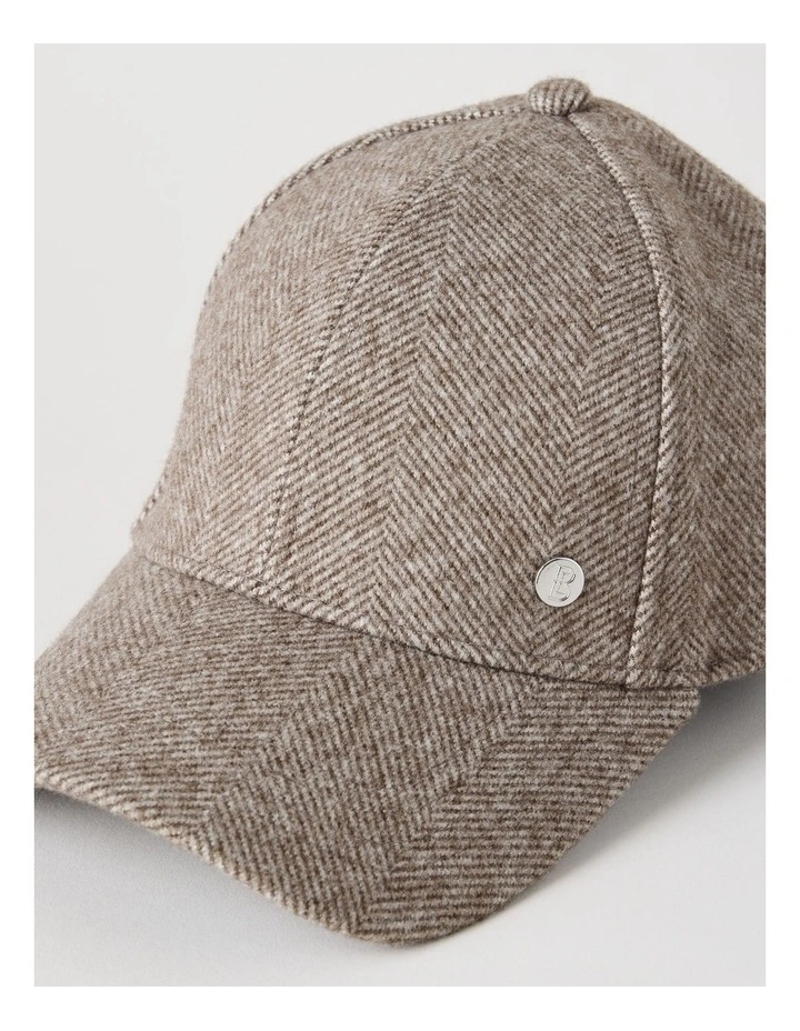Herringbone Cap Hat in Beige/Brown image 2