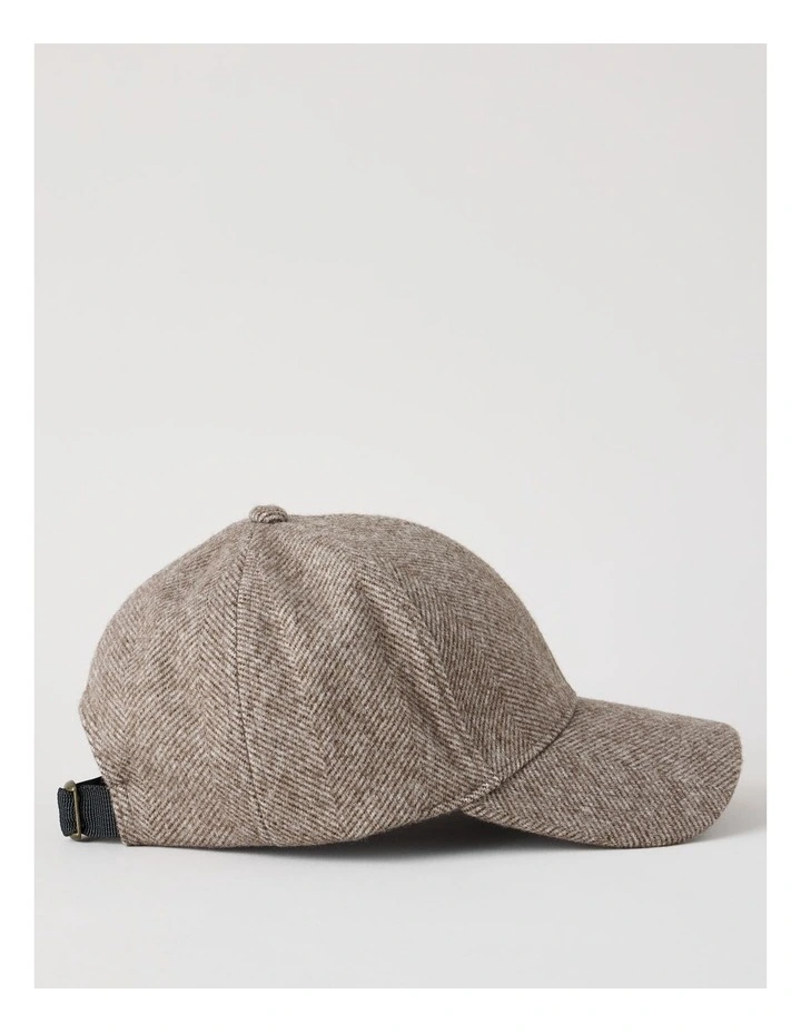 Herringbone Cap Hat in Beige/Brown image 3