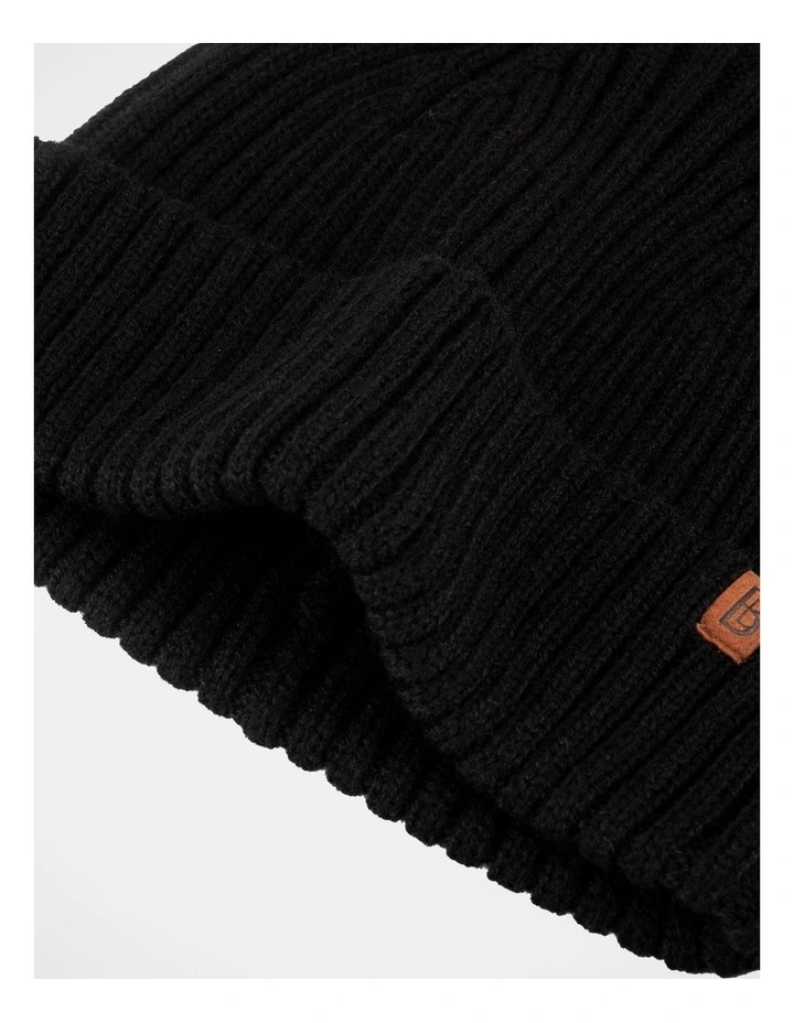 Double Rib Knit Wool Beanie  Winter Accessory Black image 2
