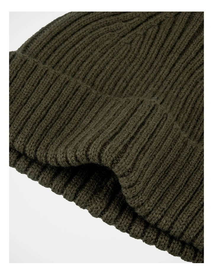 Double Rib Knit Wool Beanie  Winter Accessory Olive image 2