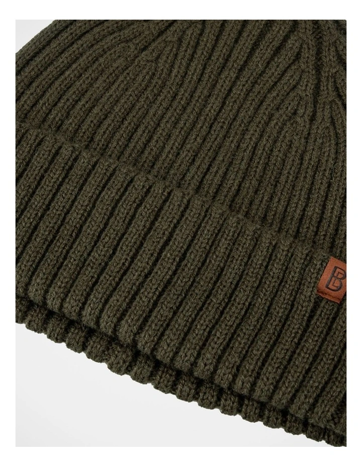Double Rib Knit Wool Beanie  Winter Accessory Olive image 3