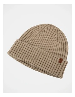 Double Rib Knit Wool Beanie  Winter Accessory Beige