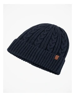 Cable Knit Beanie Winter Accessory Navy