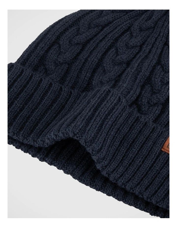 Cable Knit Beanie Winter Accessory Navy image 2