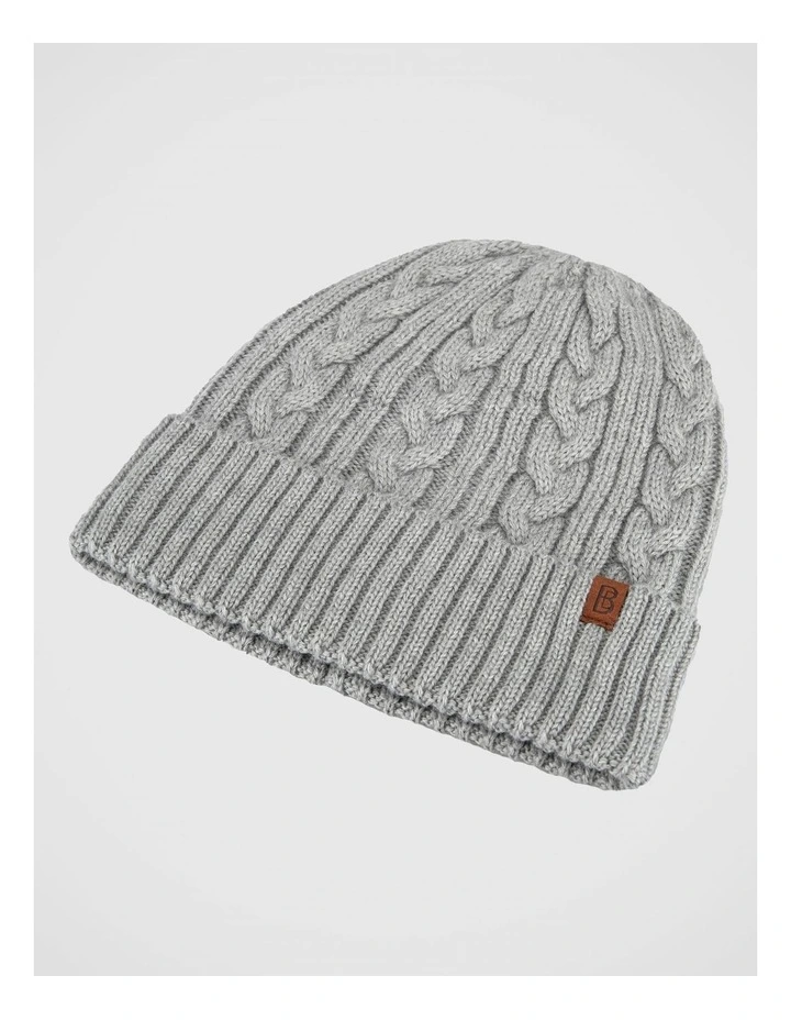 Cable Knit Beanie Winter Accessory Grey image 1