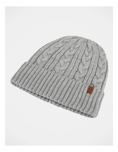Cable Knit Beanie Winter Accessory Grey