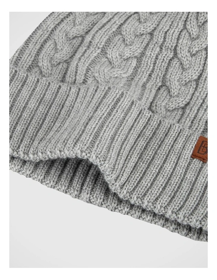 Cable Knit Beanie Winter Accessory Grey image 2