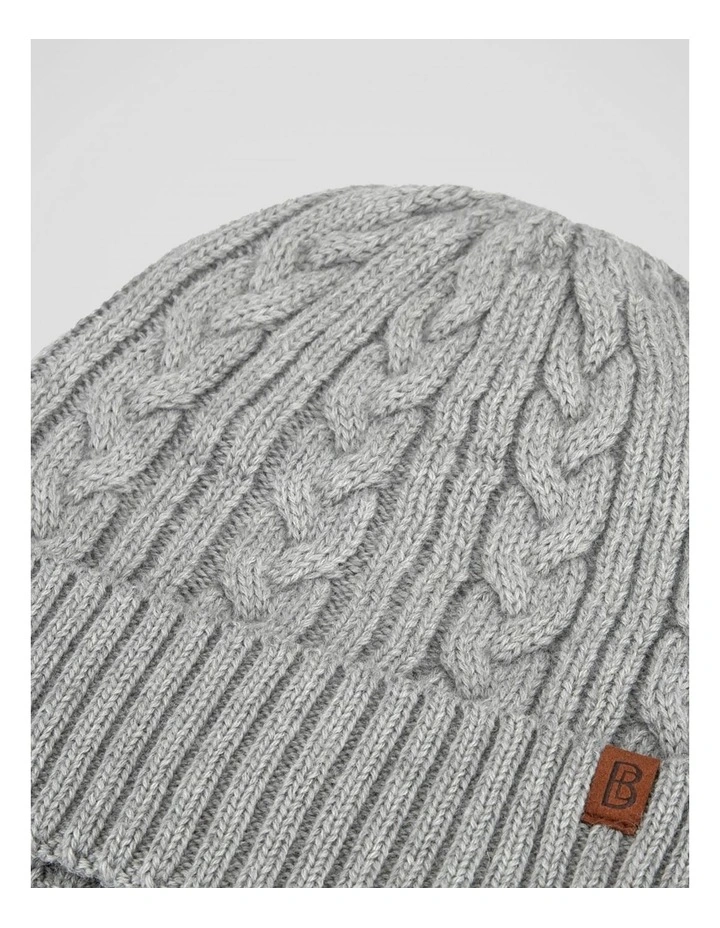 Cable Knit Beanie Winter Accessory Grey image 3