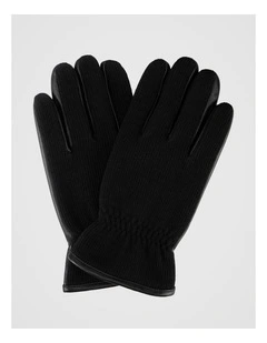 Leather/Knitted Glove Winter Accessory Black/Black