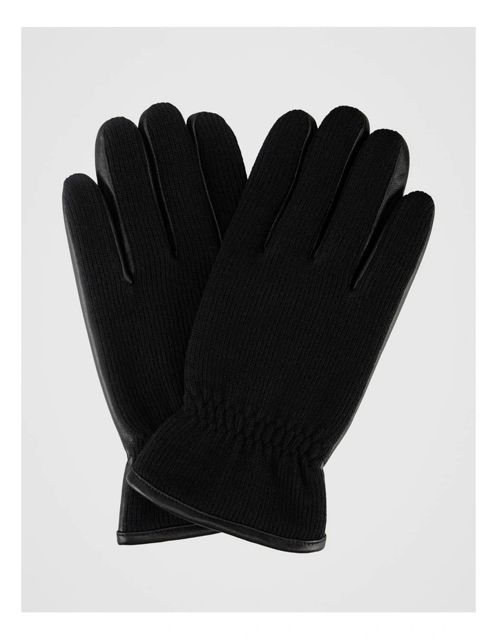 Leather/Knitted Glove Winter Accessory Black/Black image 1