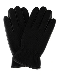 Leather/Knitted Glove Winter Accessory Black/Black