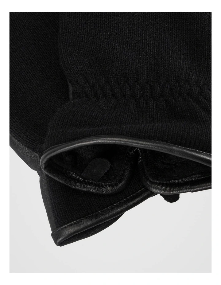 Leather/Knitted Glove Winter Accessory Black/Black image 2