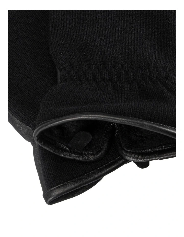 Leather/Knitted Glove Winter Accessory Black/Black image 2
