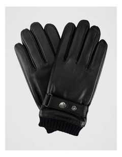 Leather/ Knitted Glove Winter Accessory Black
