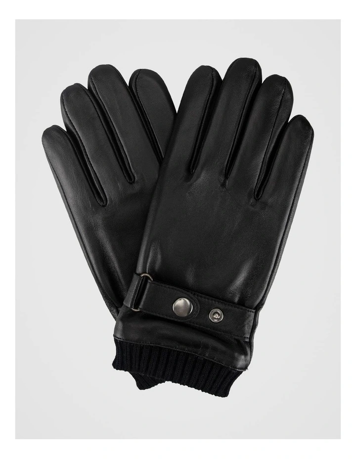 Leather/ Knitted Glove Winter Accessory Black image 1