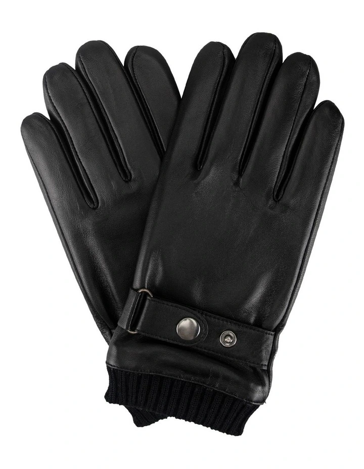 Leather/ Knitted Glove Winter Accessory Black image 1