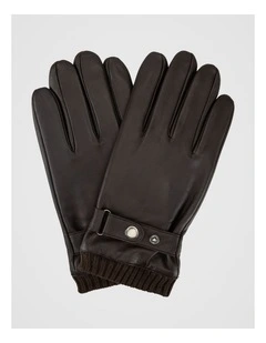 Leather/ Knitted Glove Winter Accessory Brown