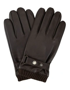 Leather/ Knitted Glove Winter Accessory Brown
