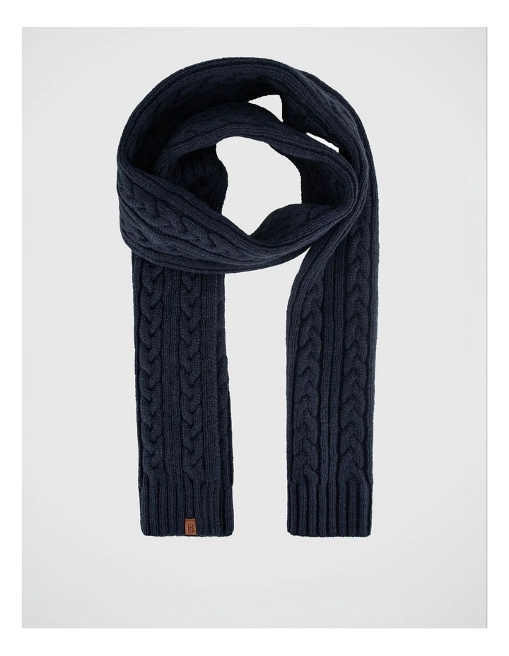 Cable Knit Scarf Winter Accessory Navy image 1