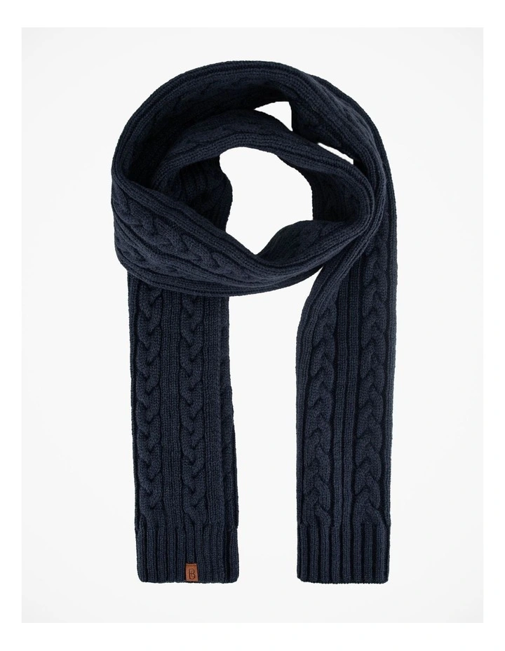 Cable Knit Scarf Winter Accessory Navy image 1