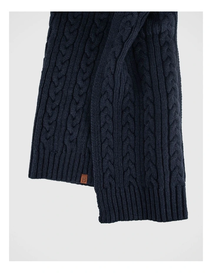 Cable Knit Scarf Winter Accessory Navy image 2
